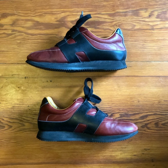 Hermes Shoes - FLASH SALE Hermès Burgundy/Black Leather Trainers